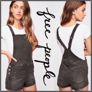 Free People NWT FirstLove Shortalls/Overalls Black